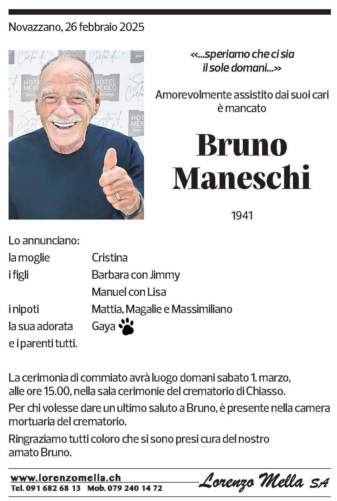 Annuncio funebre Bruno Maneschi
