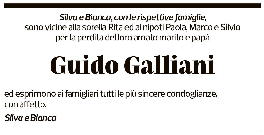 Annuncio funebre Guido Galliani