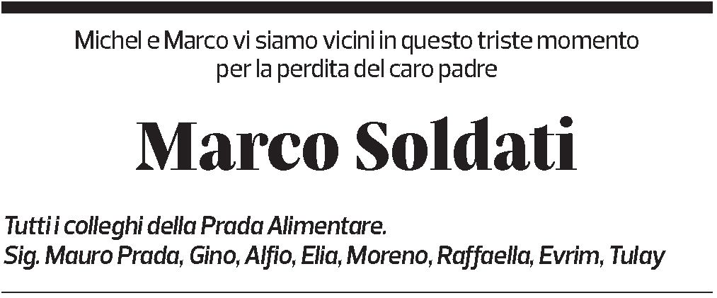 Annuncio funebre Marco Soldati