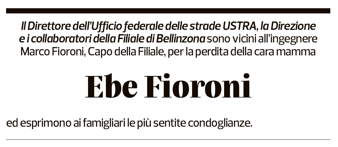 Annuncio funebre Ebe Fioroni