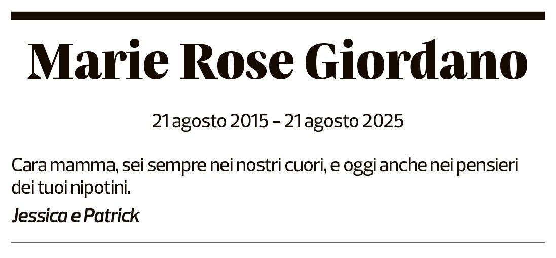 Annuncio funebre Marie Rose Giordano