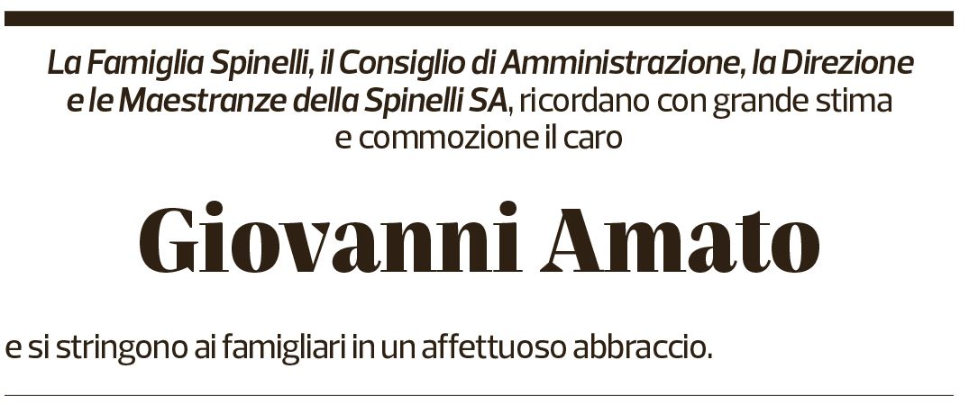 Annuncio funebre Giovanni Amato