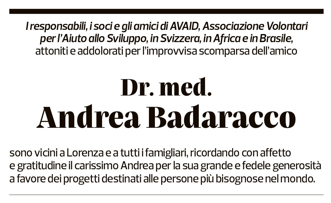 Annuncio funebre Andrea Badaracco