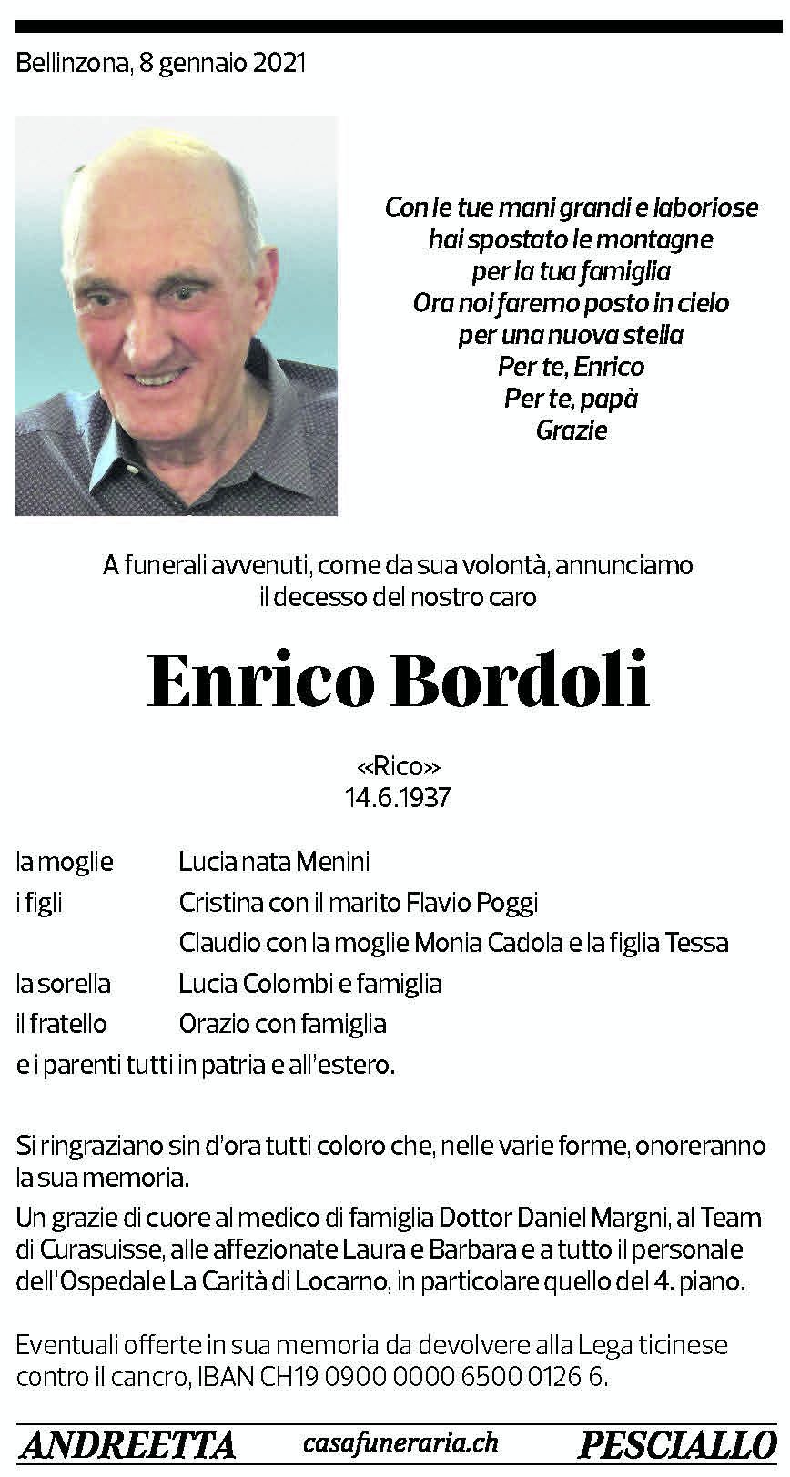 Annuncio funebre Enrico Bordoli