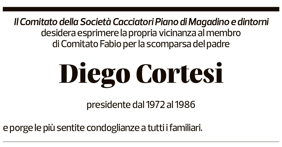 Annuncio funebre Diego Cortesi