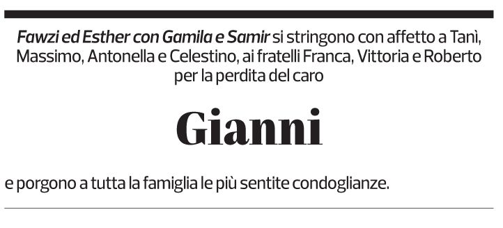 Annuncio funebre Gianni Macconi