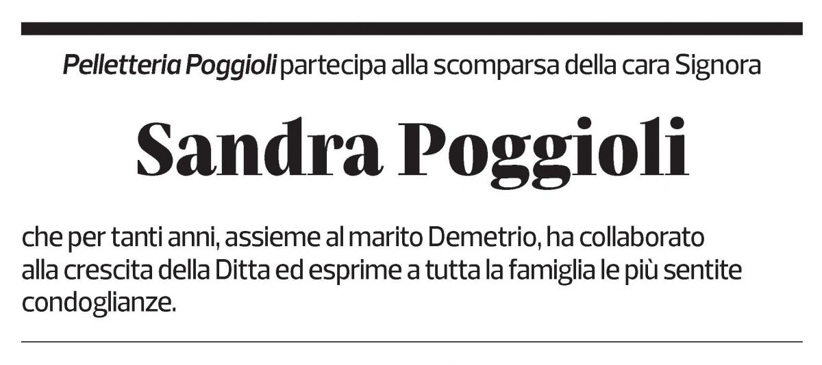 Annuncio funebre Sandra Poggioli