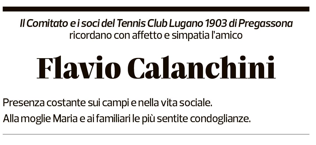 Annuncio funebre Flavio Calanchini