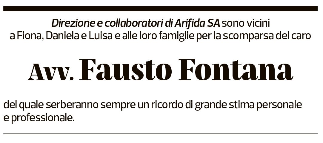 Annuncio funebre Fausto Fontana