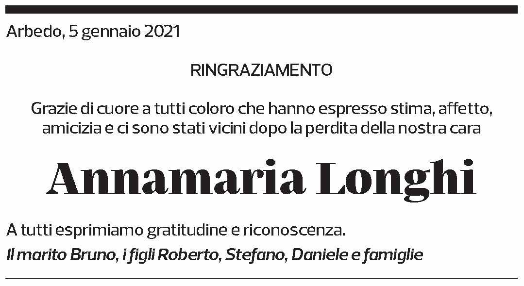 Annuncio funebre Annamaria Longhi