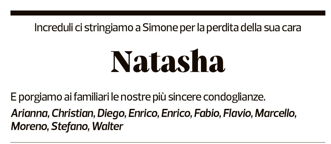 Annuncio funebre Natasha Anselmini