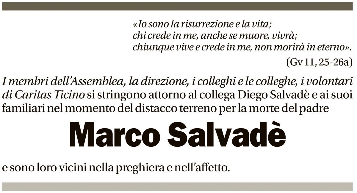 Annuncio funebre Marco Salvadè