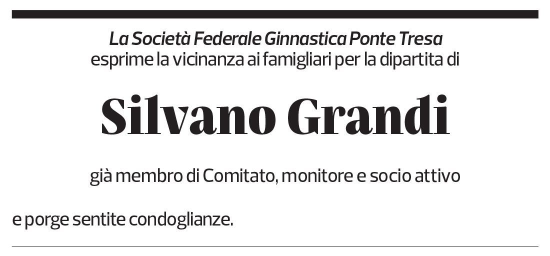 Annuncio funebre Silvano Grandi