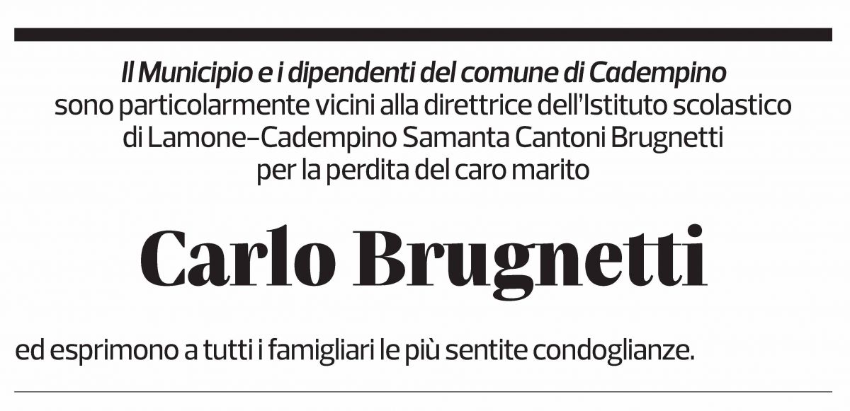 Annuncio funebre Carlo Brugnetti