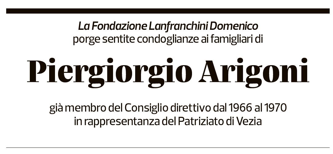 Annuncio funebre Piergiorgio Arigoni