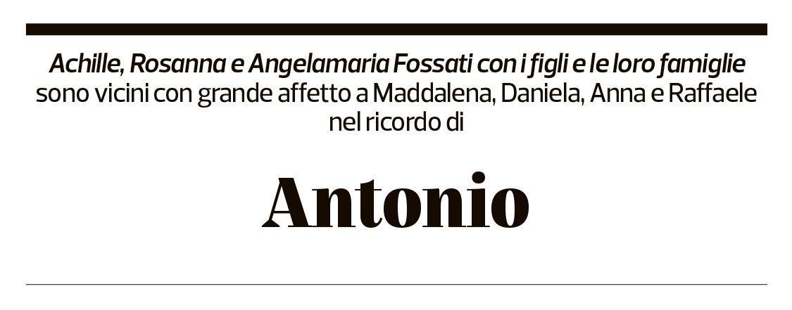 Annuncio funebre Antonio Fossati