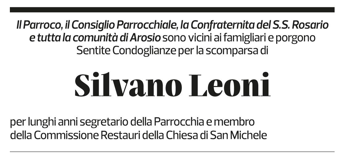 Annuncio funebre Silvano Leoni