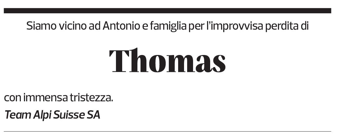 Annuncio funebre Thomas Grimaldi