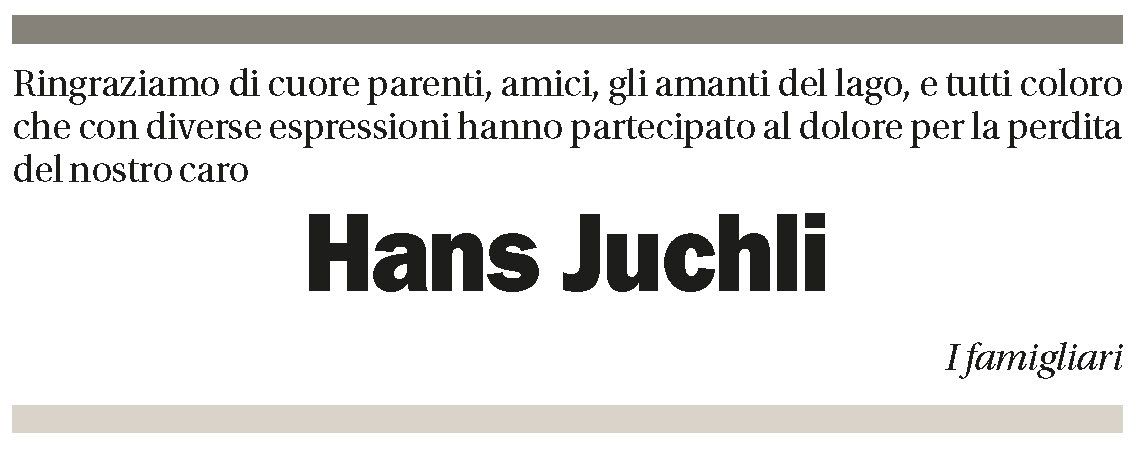 Annuncio funebre Hans Juchli