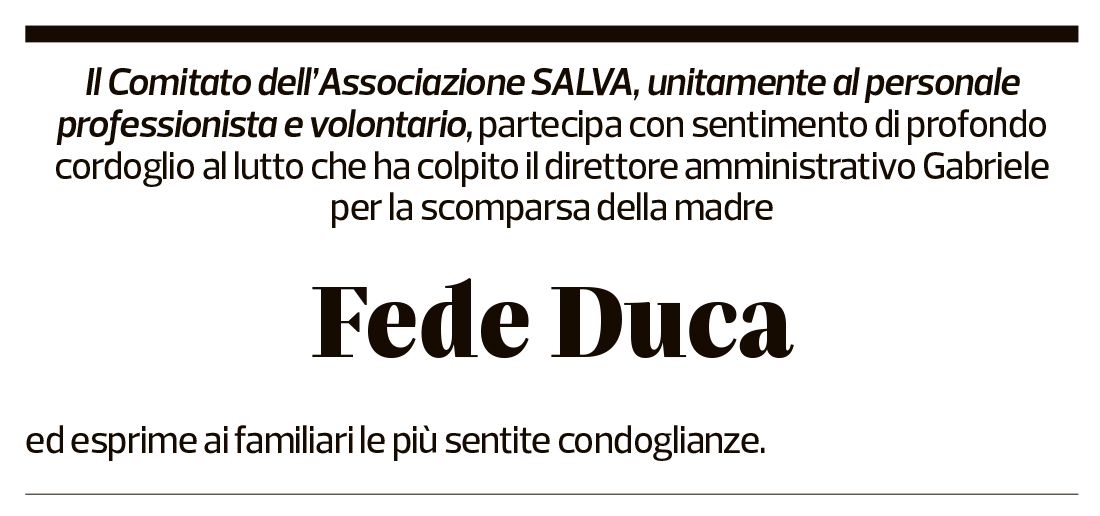 Annuncio funebre Fede Duca