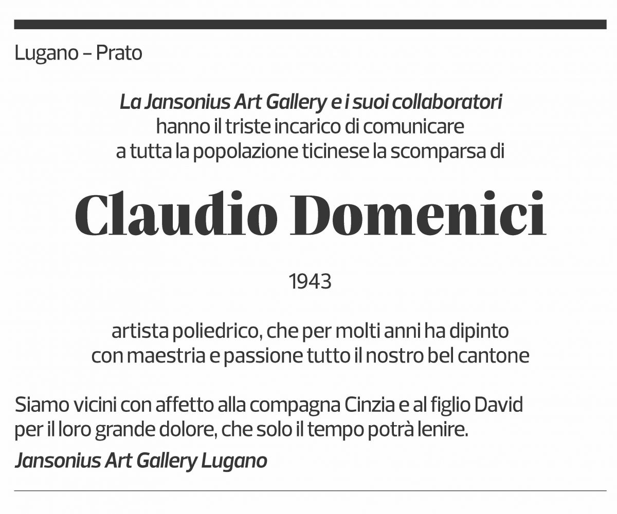 Annuncio funebre Claudio Domenici