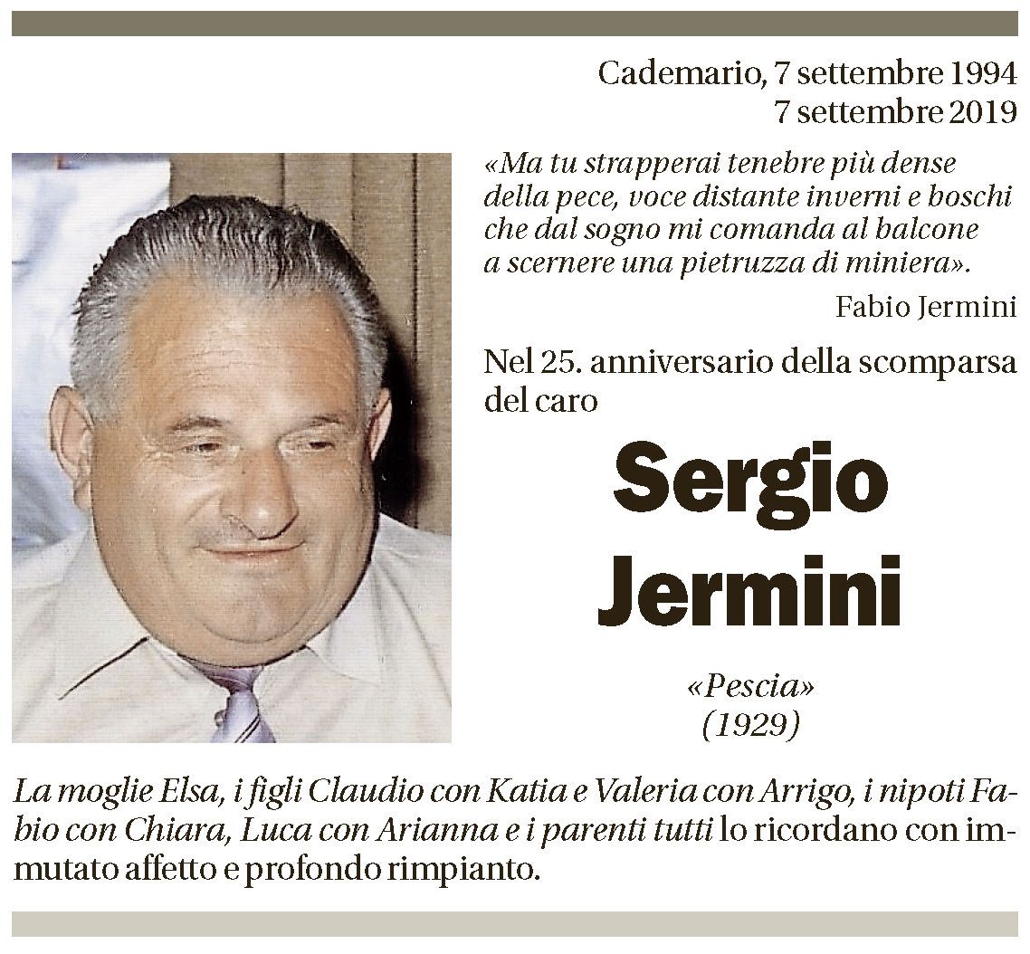 Annuncio funebre Sergio Jermini