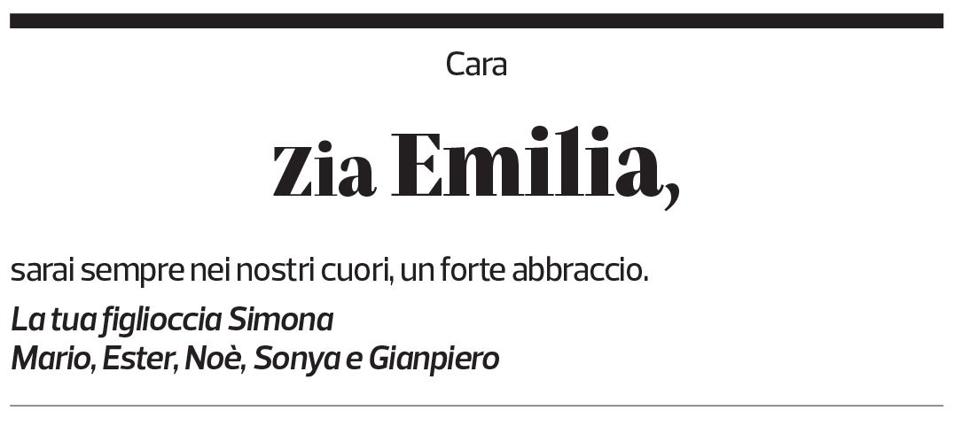 Annuncio funebre Emilia Genini