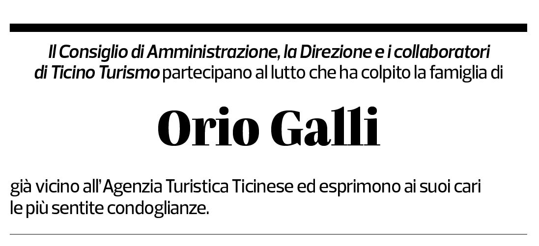 Annuncio funebre Orio Galli