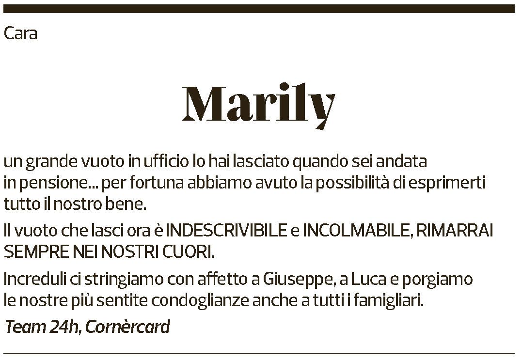 Annuncio funebre Marily Brantschen Lancuba