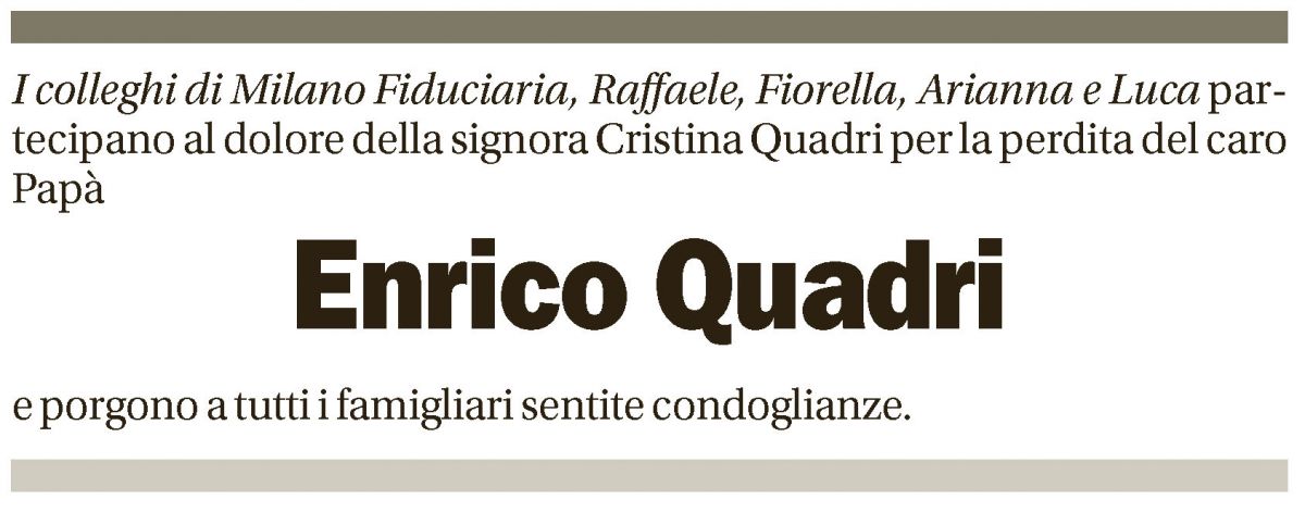 Annuncio funebre Enrico Quadri