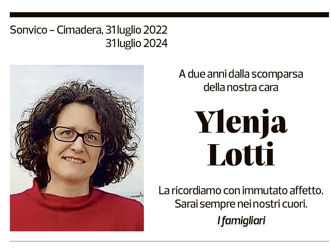 Annuncio funebre Ylenja Lotti