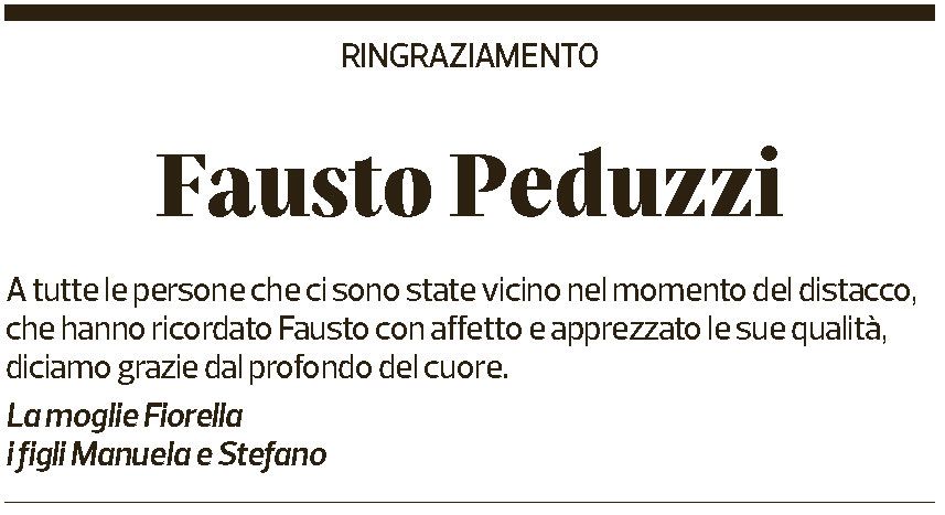Annuncio funebre Fausto Peduzzi