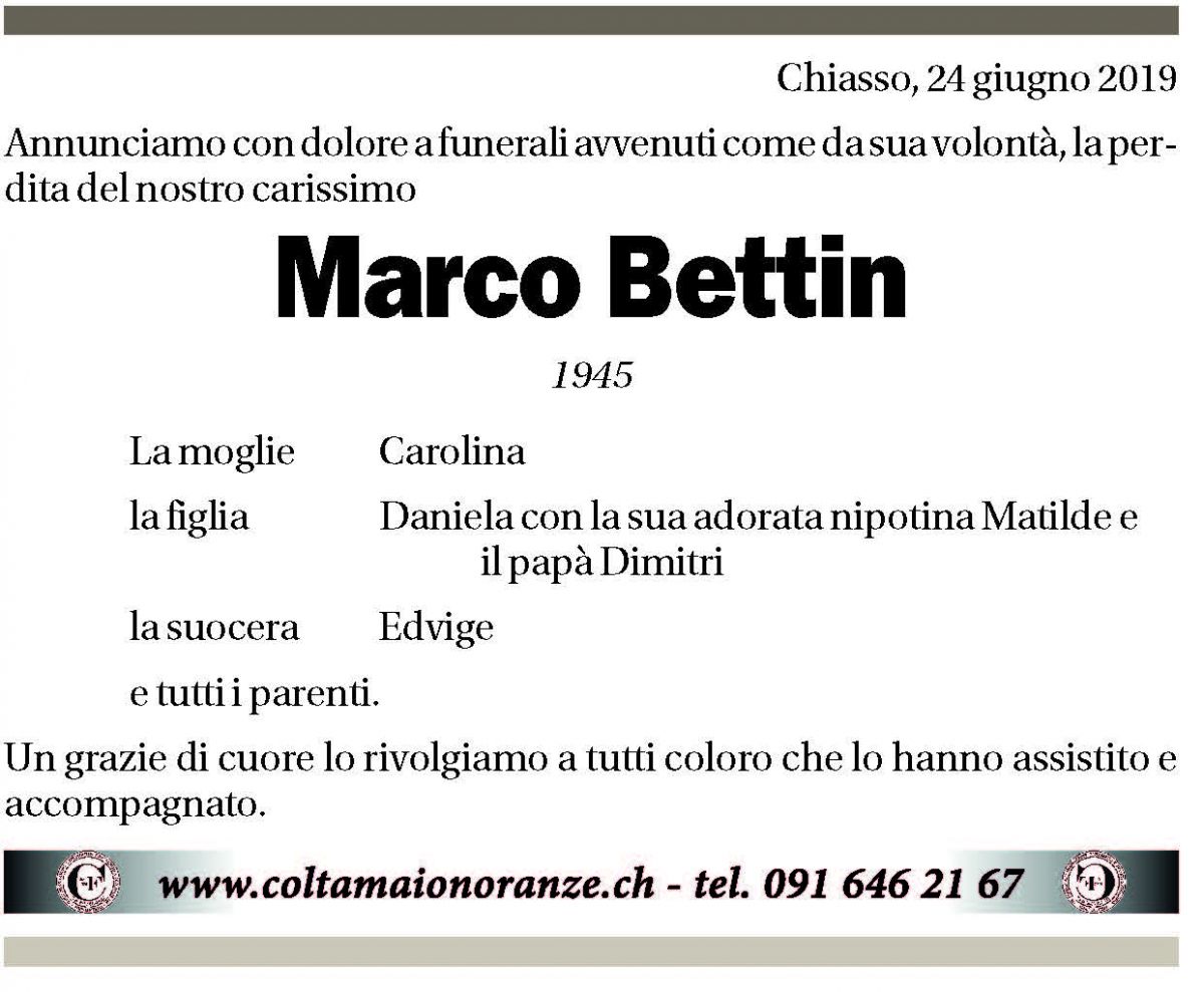 Annuncio funebre Marco Bettin