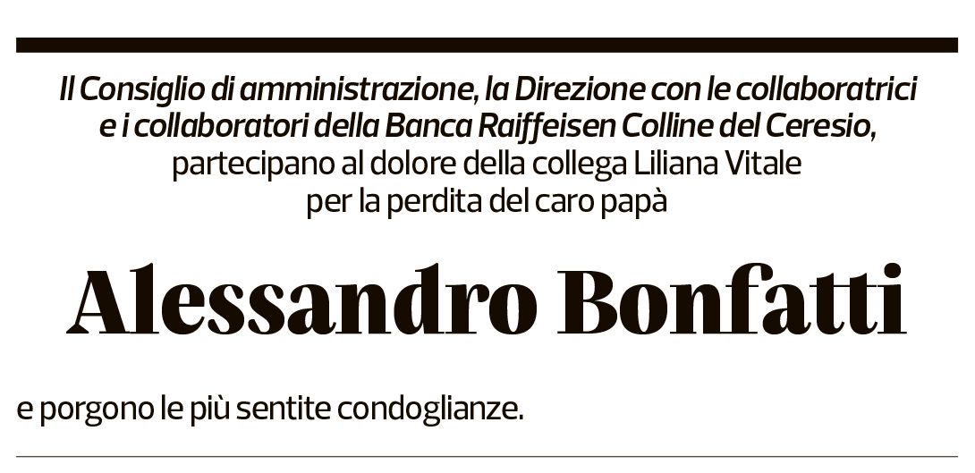 Annuncio funebre Alessandro Bonfatti