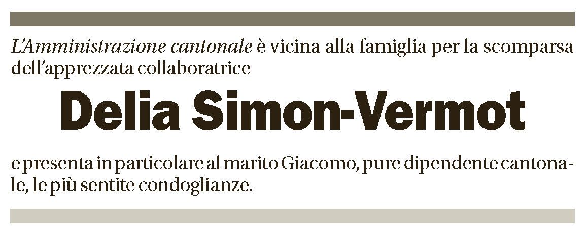 Annuncio funebre Delia Simon-vermot