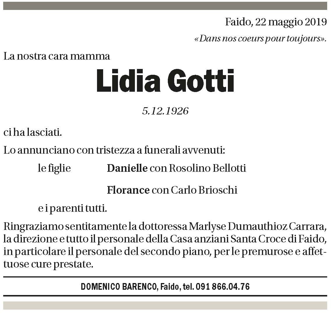 Annuncio funebre Lidia Gotti