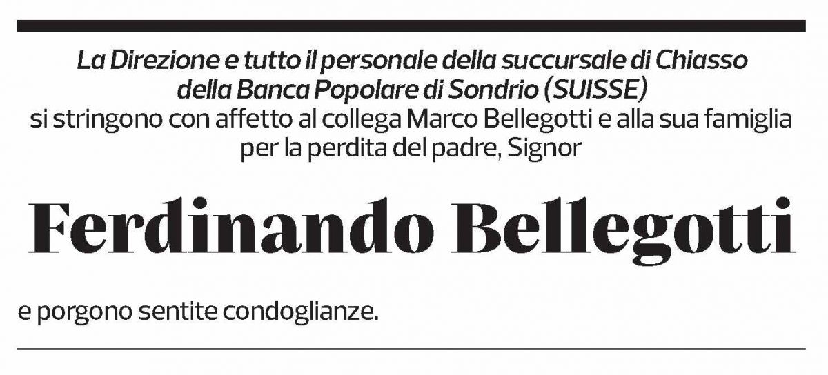 Annuncio funebre Ferdinando Bellegotti