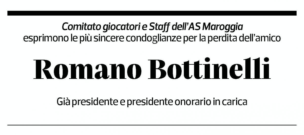 Annuncio funebre Romano Bottinelli