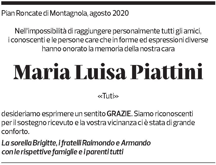 Annuncio funebre Maria Luisa Piattini