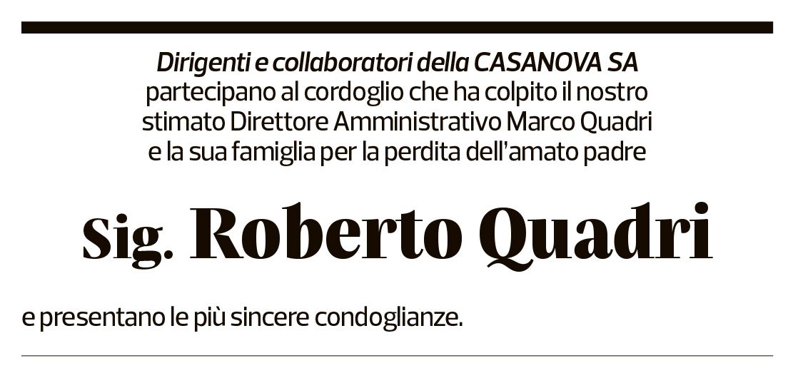 Annuncio funebre Roberto Quadri