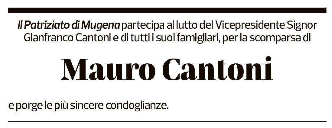 Annuncio funebre Mauro Cantoni