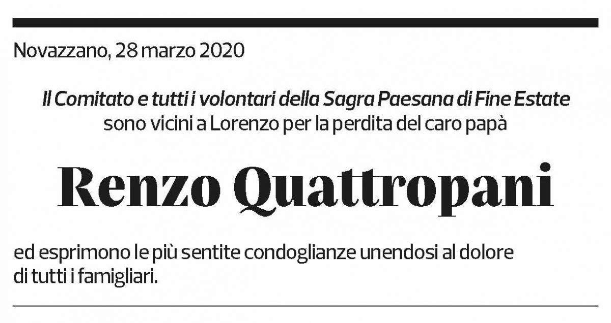 Annuncio funebre Renzo Quattropani