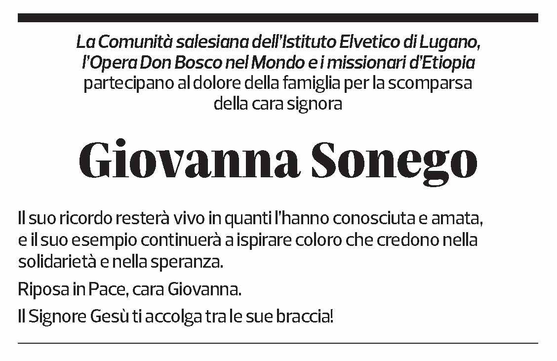 Annuncio funebre Giovanna Sonego