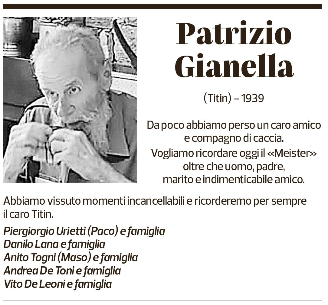 Annuncio funebre Patrizio Gianella