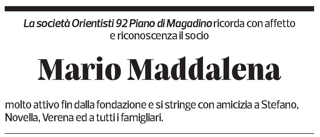 Annuncio funebre Mario Maddalena