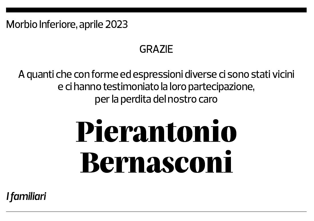 Annuncio funebre Pierantonio§ Bernasconi