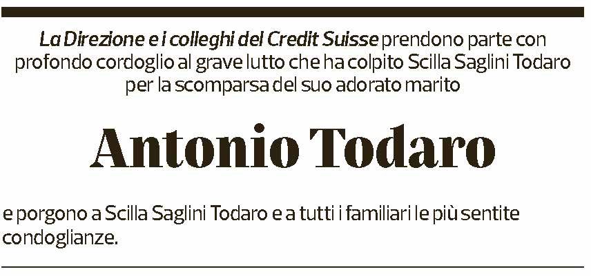 Annuncio funebre Antonio Todaro