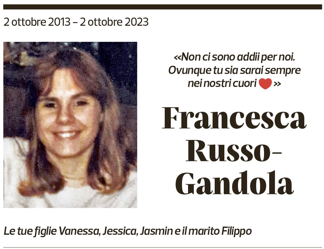 Annuncio funebre Francesca Russo-gandola