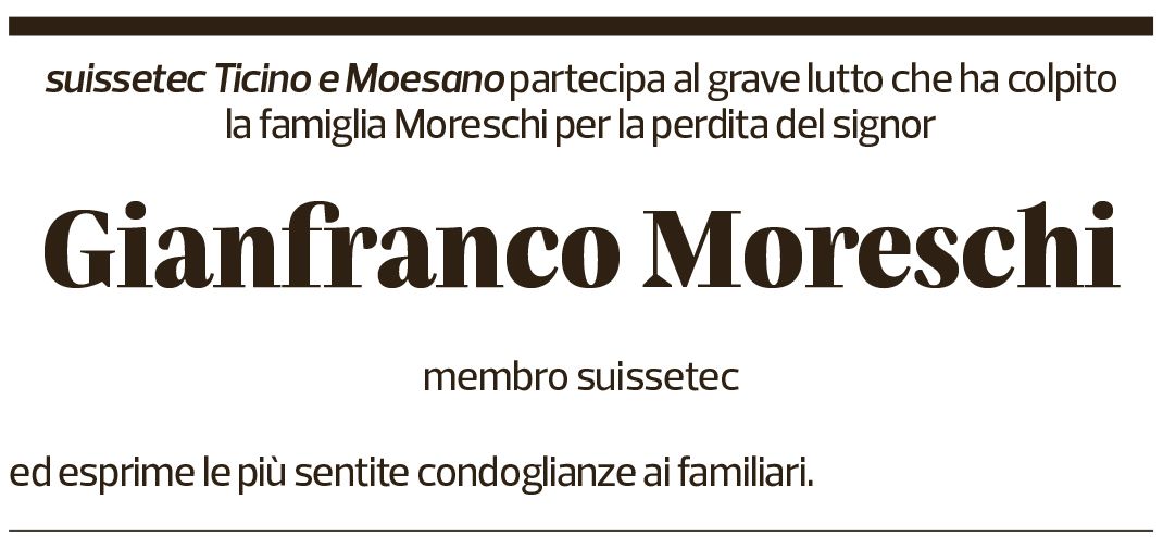 Annuncio funebre Gianfranco Moreschi