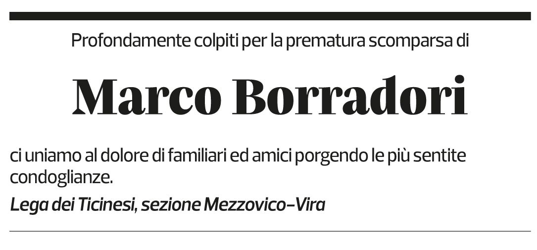 Annuncio funebre Marco Borradori